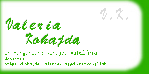 valeria kohajda business card